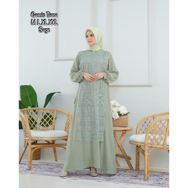 Permata Olshop / Gamis Kebaya Tiara / Gamis Modern / Gamis Pesta Mewah / Gamis Rompi Outer