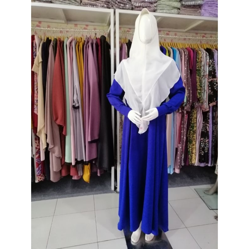 gamis polos // syar'i // Gamis biru elektrik // Gamis Premium // Gamis custom // bestseller // Terba