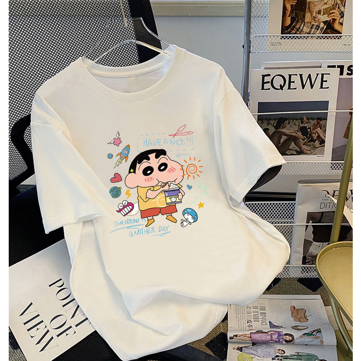 T Shirt Korean Style Crayon Shin-chan Kaos Oversize Baju Wanita Kekinian Fashion