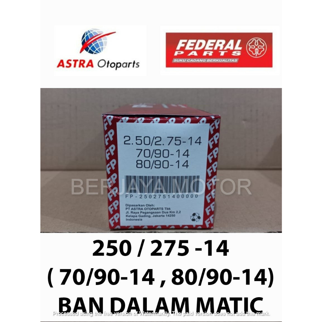 Ban Dalam Federal Matic Ring 14 250/275-14 - 70/90-14, 80/90-14