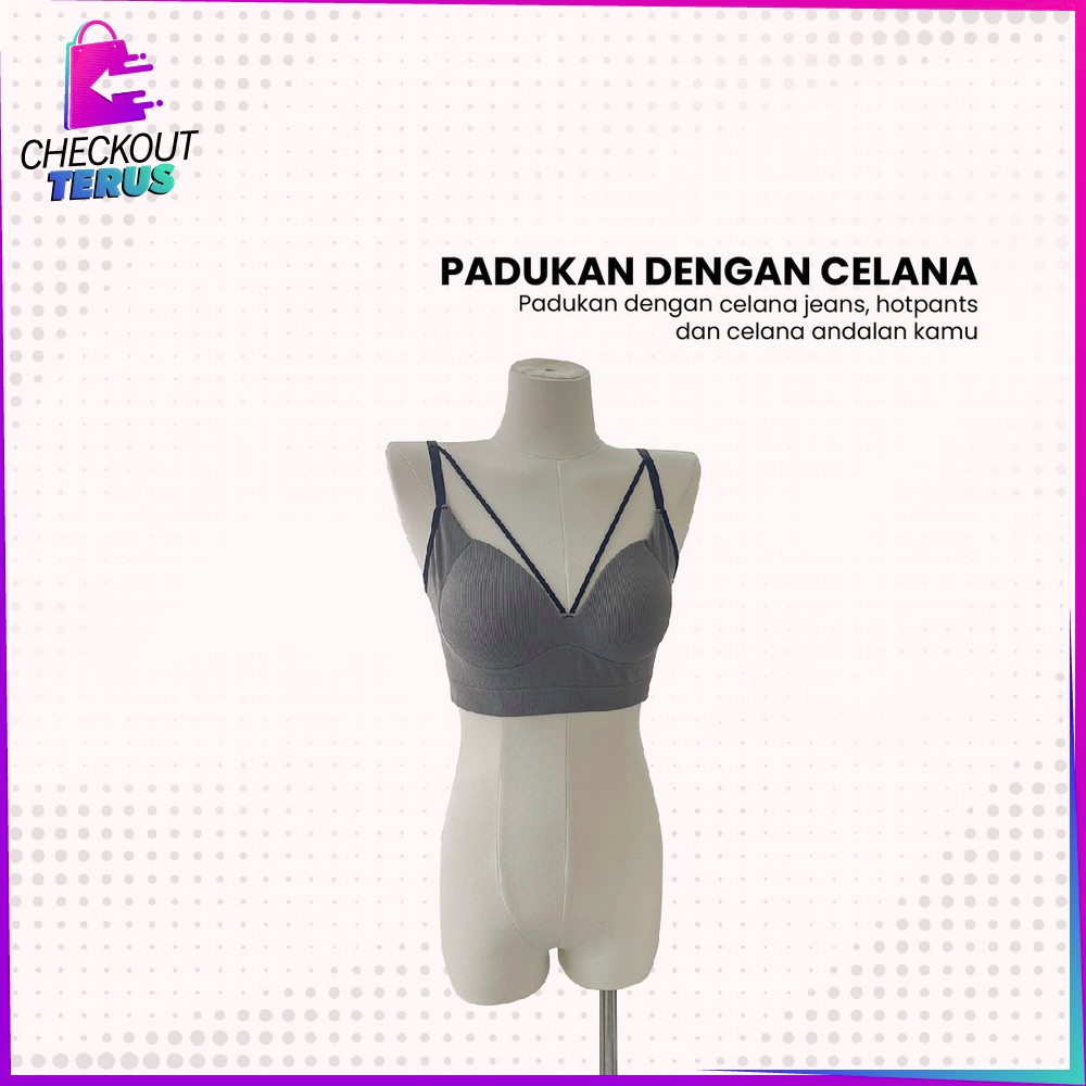 CT P297 Tank Top Bra Wanita V-Neck With Cup Bra Atasan Tanktop Crop Sexy Korean Style Pakain Dalam Cewek Import