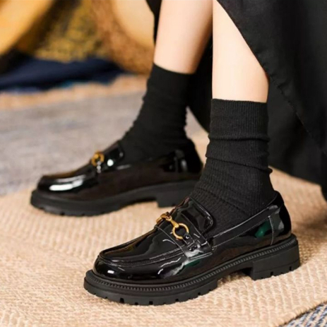 YASMINALSHOP -  Sepatu Oxfords Kulit Sepatu Kasual Musim Semi Sepatu Flat Wanita Klasik