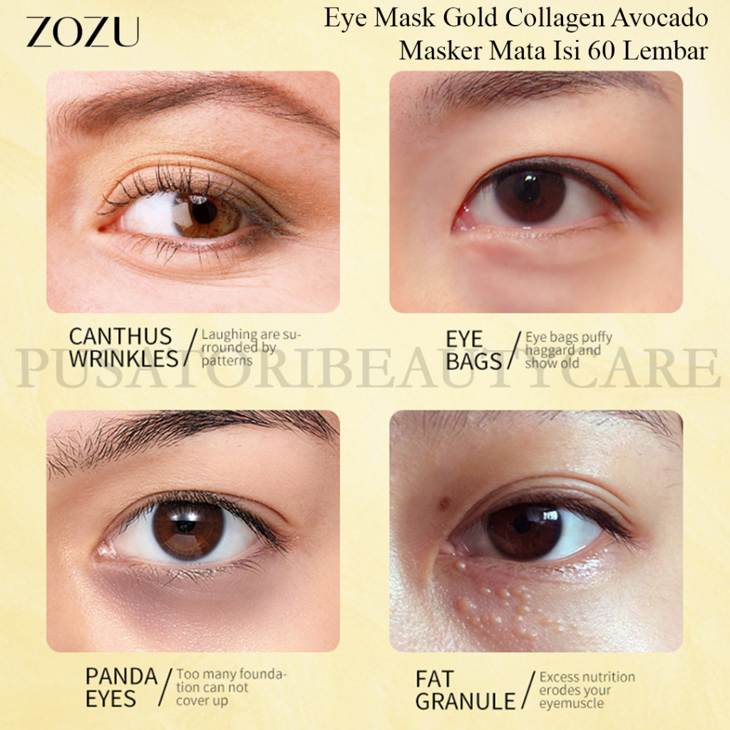 ZOZU Eye Mask Gold Collagen Avocado Masker Mata Isi 60 Lembar