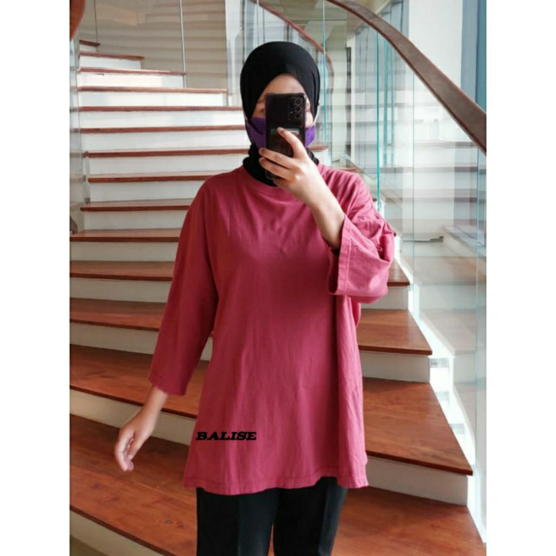 ✨BALISE ORIGINAL || KAOS OVERSIZED SLIT DAILY TOP JUMBO XXL BASIC POLOS  LENGAN 7/8 || PREMIUM ORIGINAL BALISE || BISA COD ✨