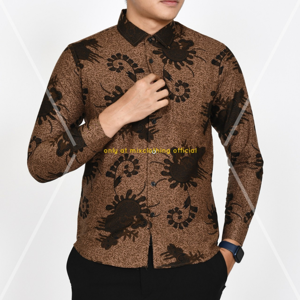 Baju Batik Pria Slimfit Kemeja Lengan Panjang Slim Premium Kode 2106