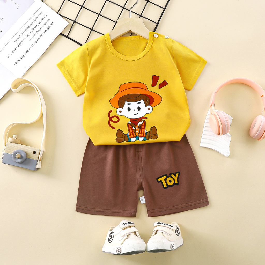BABY STORE01 - BBA6 SETELAN ANAK 0- 3 TAHUN BAJU SETELAN ANAK PIYAMA TIDUR PENDEK JUMPER ANAK BAYI