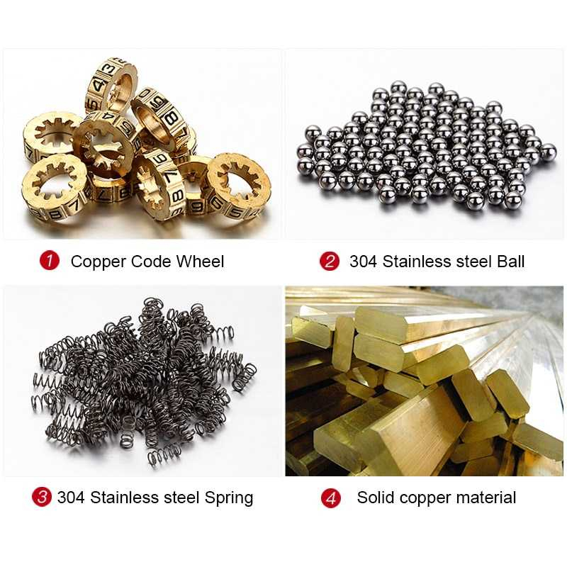 Gembok koper 4 digit combination solid bras stainless steel 21X60 mm golden