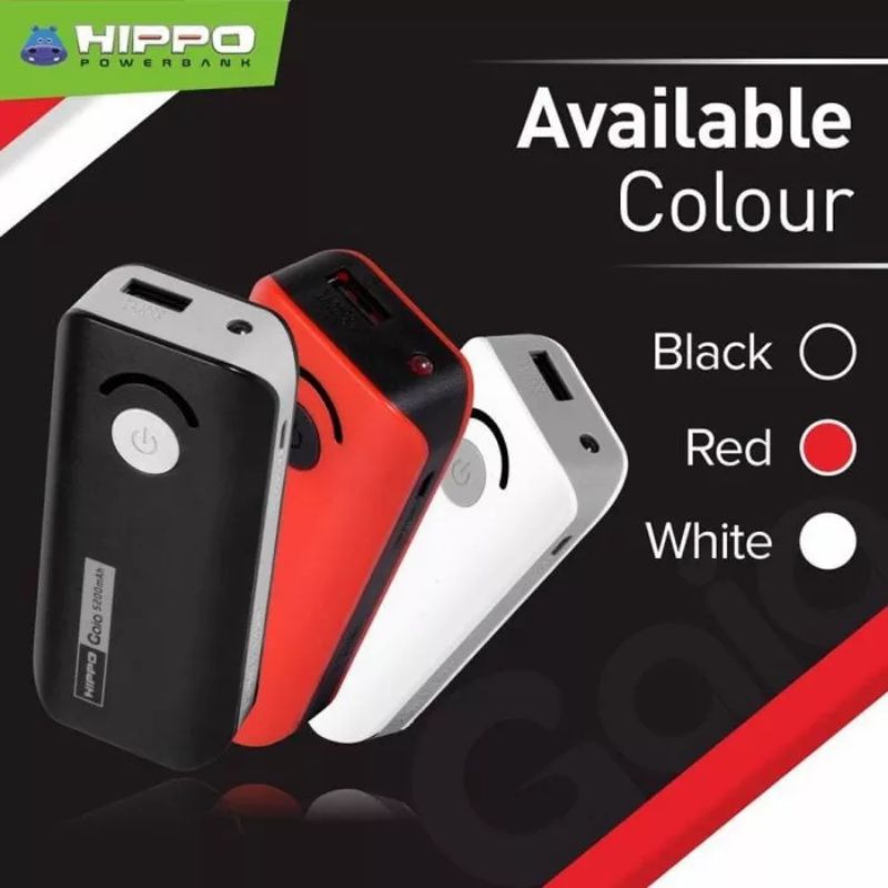 Power bank Hippo Gaia 5200 mah mini power Bank Bergaransi resmi Hippo