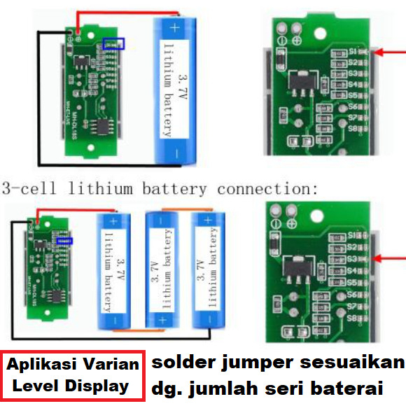 Battery Charger Level Indicator Aki+Voltmeter /Indikator Baterai 18650