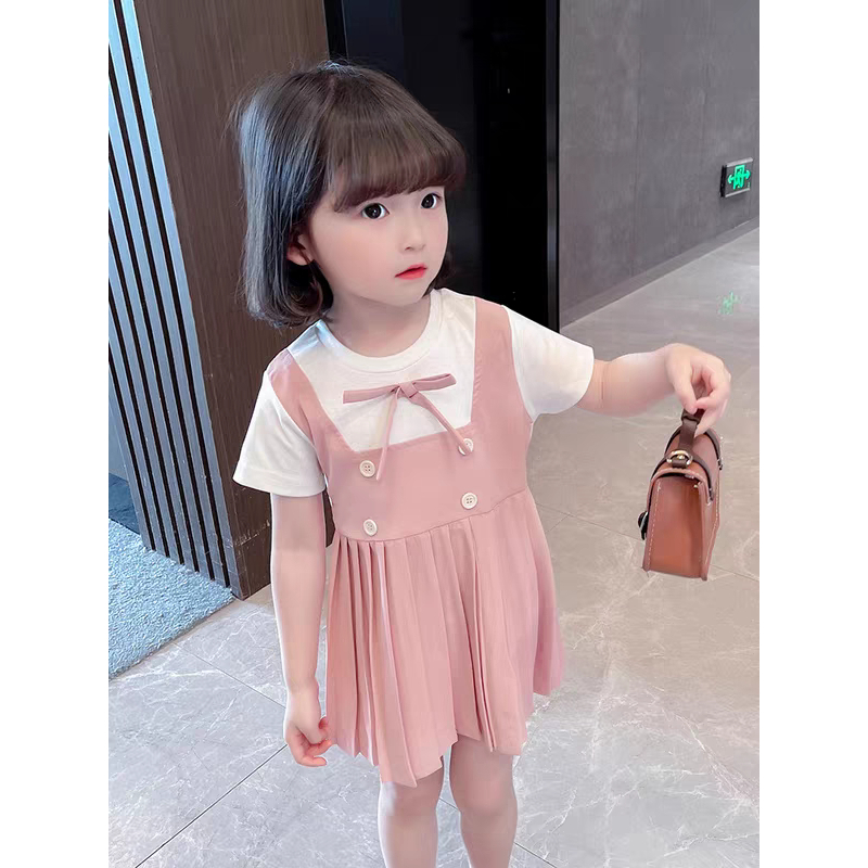 Bayi - 2 Tahun - Dress Anak Meilin Korea Style | Dress Premium Kualitas Import Baju Anak Perempuan Gaya Korean Dres Lengan Pendek Babycinnamon