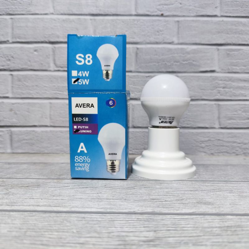 AVERA LAMPU LED A BULB 5W 5 WATT WARM WHITE KUNING 3000K BAGUS KUALITAS TERJAMIN LAMPU HIAS DEKORASI BOHLAM BOLAM KAFE CAFE