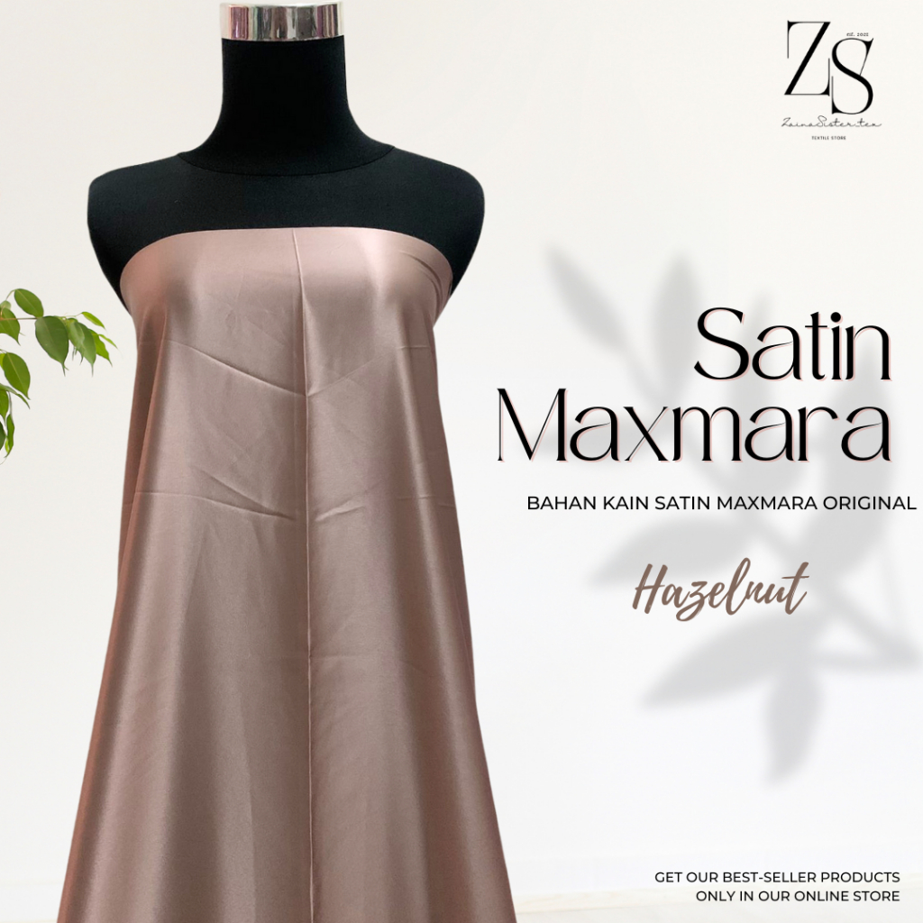 Bahan Satin Maxmara Silk Lux Premium Meteran Mewah Warna Hazelnut