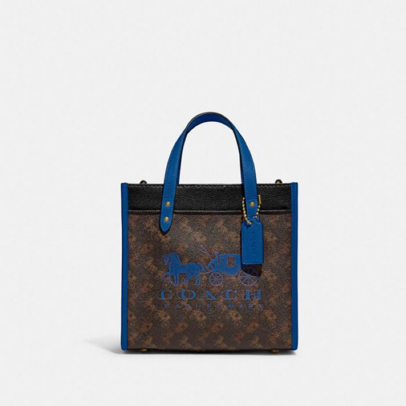 Coach Field Tote 22 With Horse And Carriage Print And Carriage Badge (C 8456)