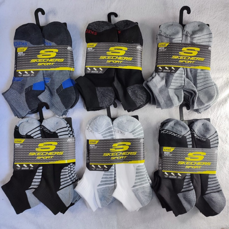 Ankle SKECHERS MEN Socks 6 Packs Low Cut Kaos Kaki Sock