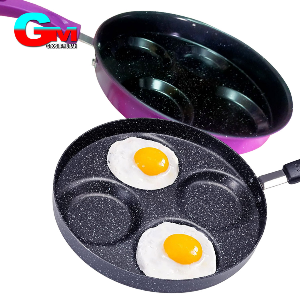 Frypan Cetakan Telur Mata Sapi 4 Lubang  /  Wajan Teflon Cetakan Telur