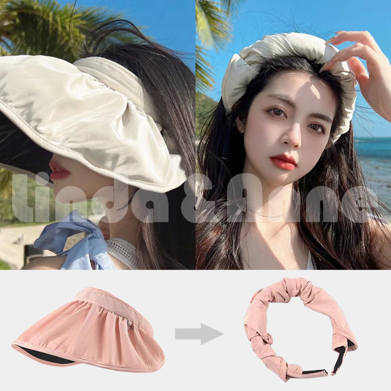 [2 in 1] Topi Bando Lipat Visor Pantai Musim Panas Kekinian Premium Quality Korean Fashion Import