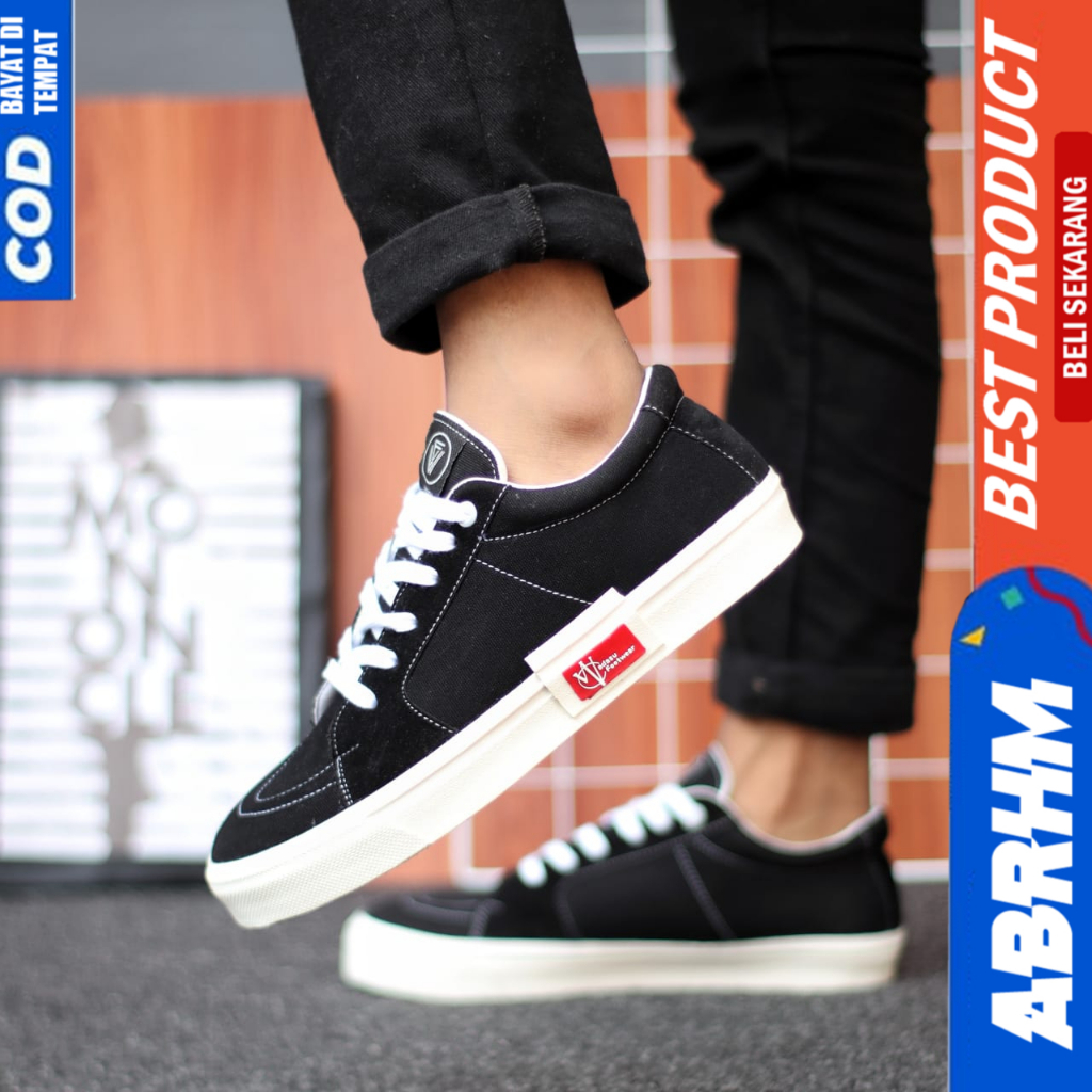 ABRHM Sepatu Sneakers Ukuran Besar 38-47 Og Hitam Pria Hitam