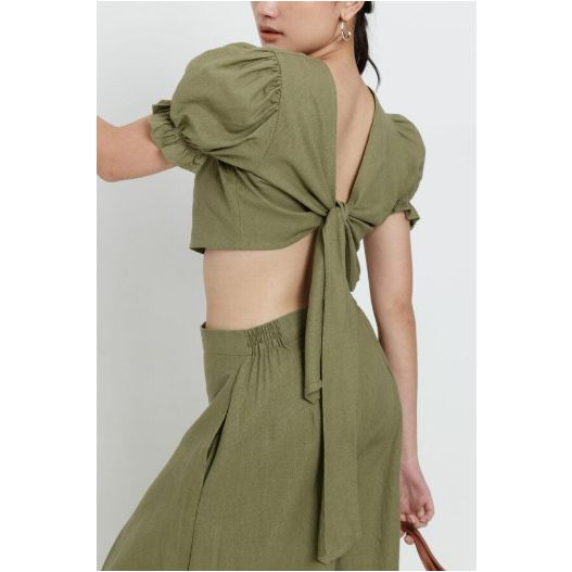 EESOME Sasha Top Green / Reversible crop top wanita korean style / Outfit ke pantai