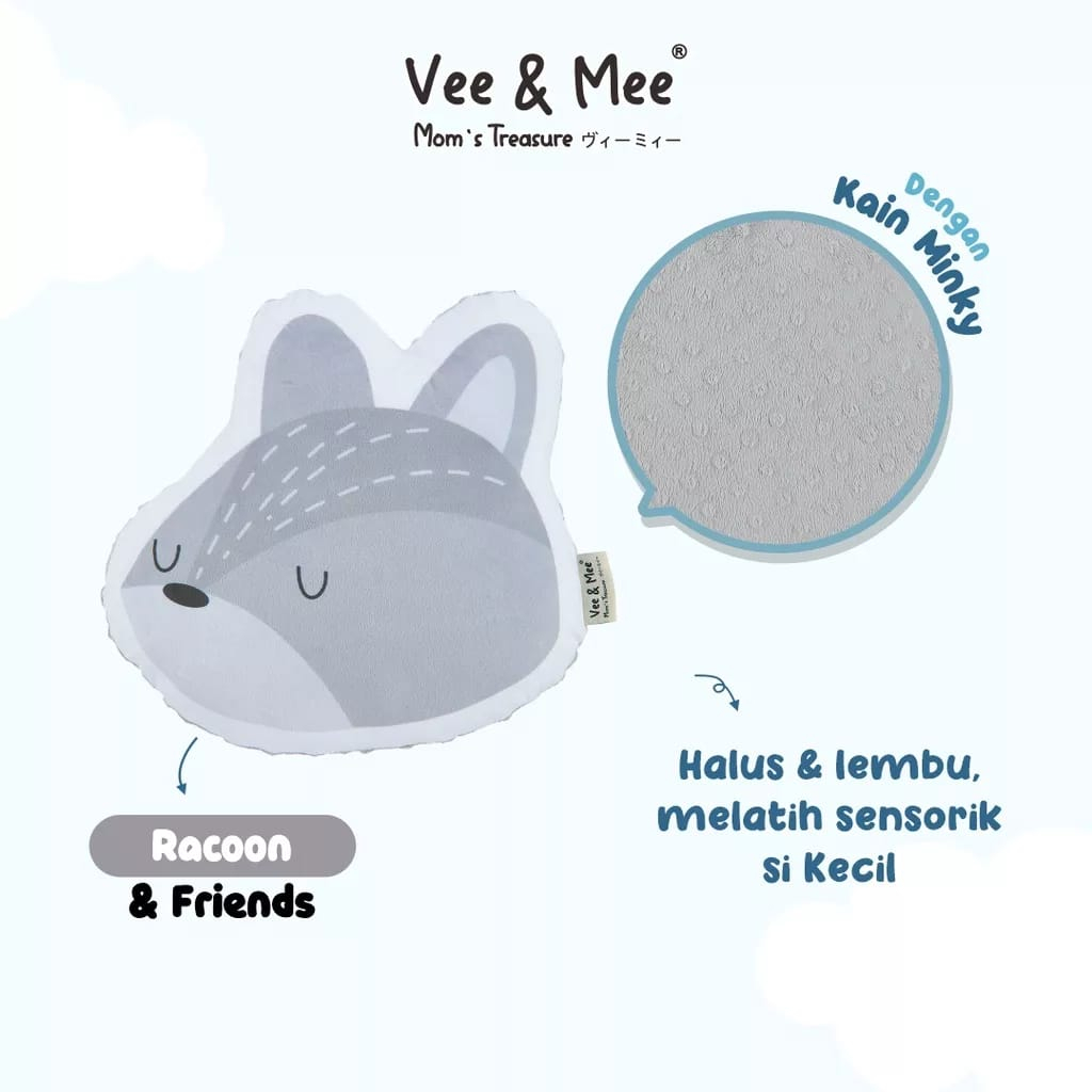 Vee &amp; Mee Bantal Print Kids Raccoon &amp; Friend - VMB9051