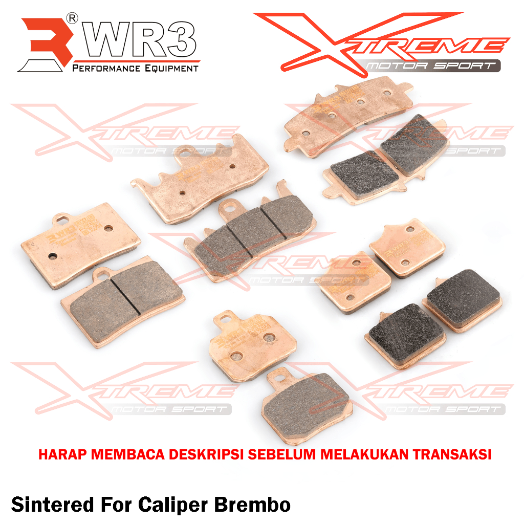 Kampas Rem WR3 Sintered Untuk Kaliper Brembo 4P1P / 2P1P / 4P2P / BEET / M4 P32 / GP4RS / GP4RX / M5