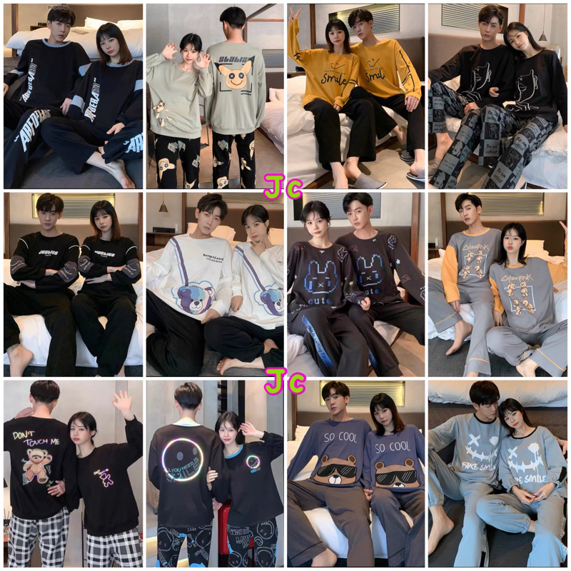 JC- Set Couple 4in1 Import / Stelan pasangan Import murah / Stelan Piyama Couple cute Kekinian
