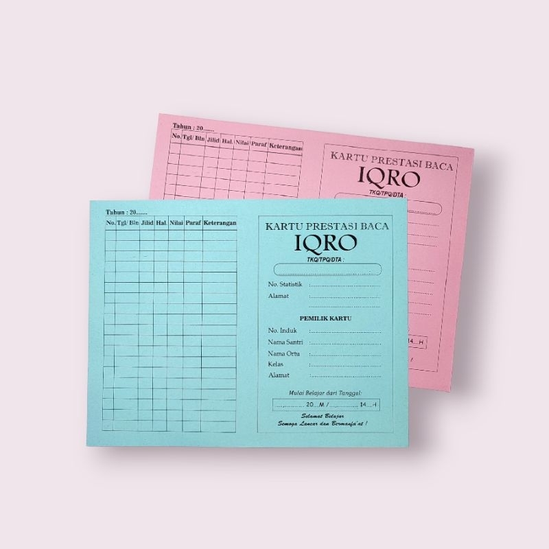 

Kartu prestasi baca IQRO TKQ/TPQ/DTA satu pack