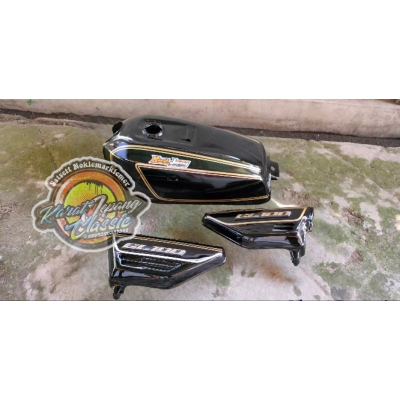 Tangki honda gl100 hitam list gold detail original