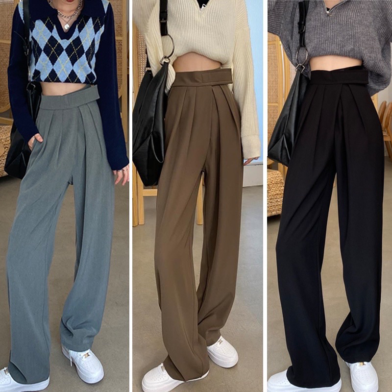 Velcro Pants (perekat) | Celana Longgar Korean Style Highwaist