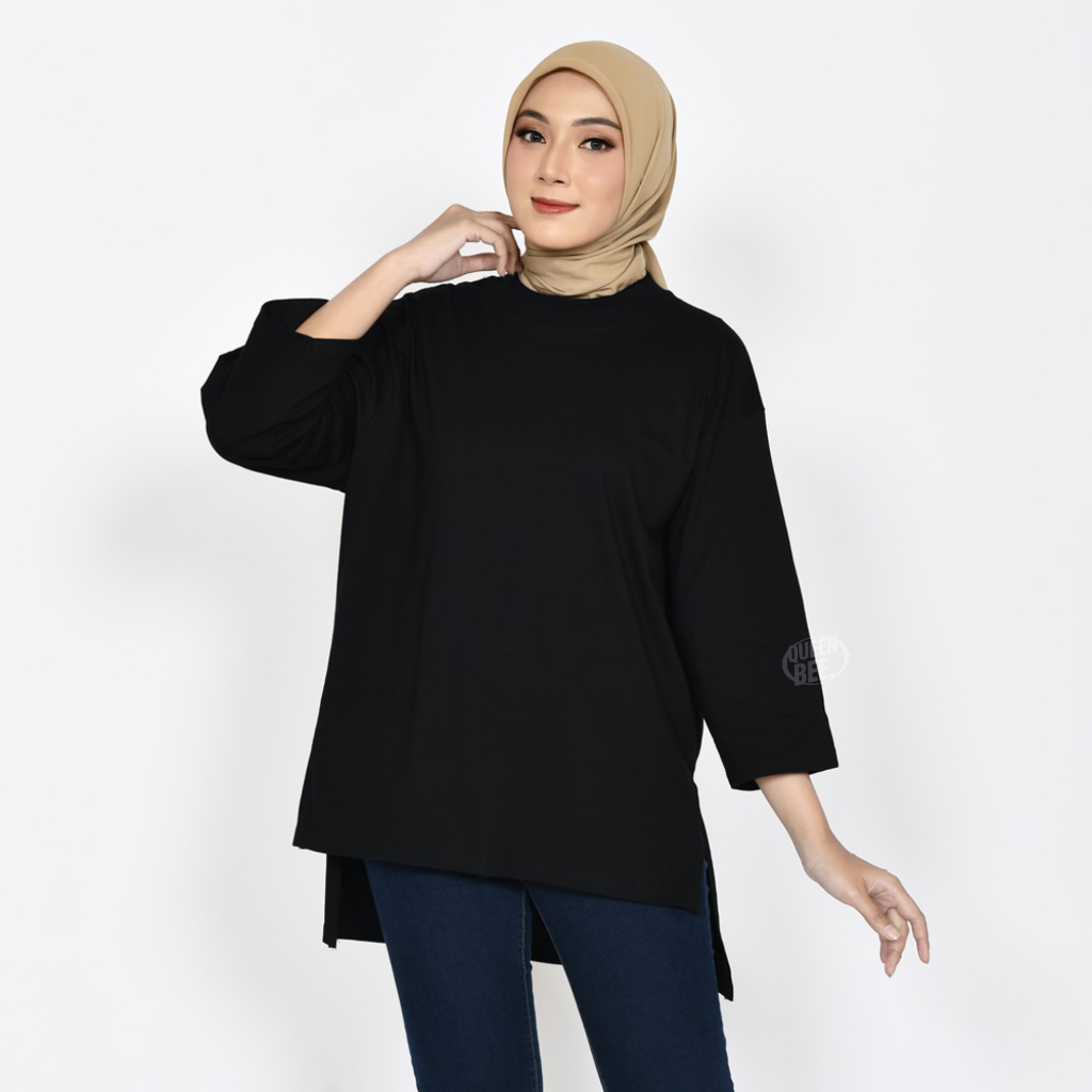 QUEENBEE - Kaos Oversize Tunik Baju Atasan Polos Wanita