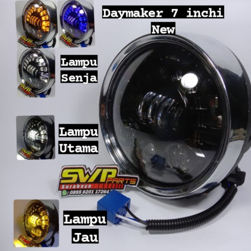 daymaker 7inch lampu daymaker 19led set reflektor tiger Revo new