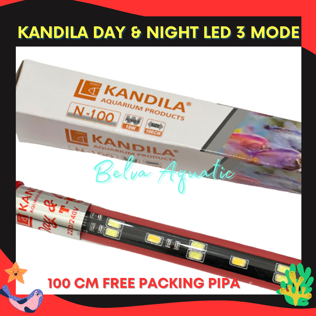 (GRATIS PACKING PIPA) LED Celup T4 Kandila Day Night 3 Mode N100 Lampu Aquarium 3 Mode 100 cm