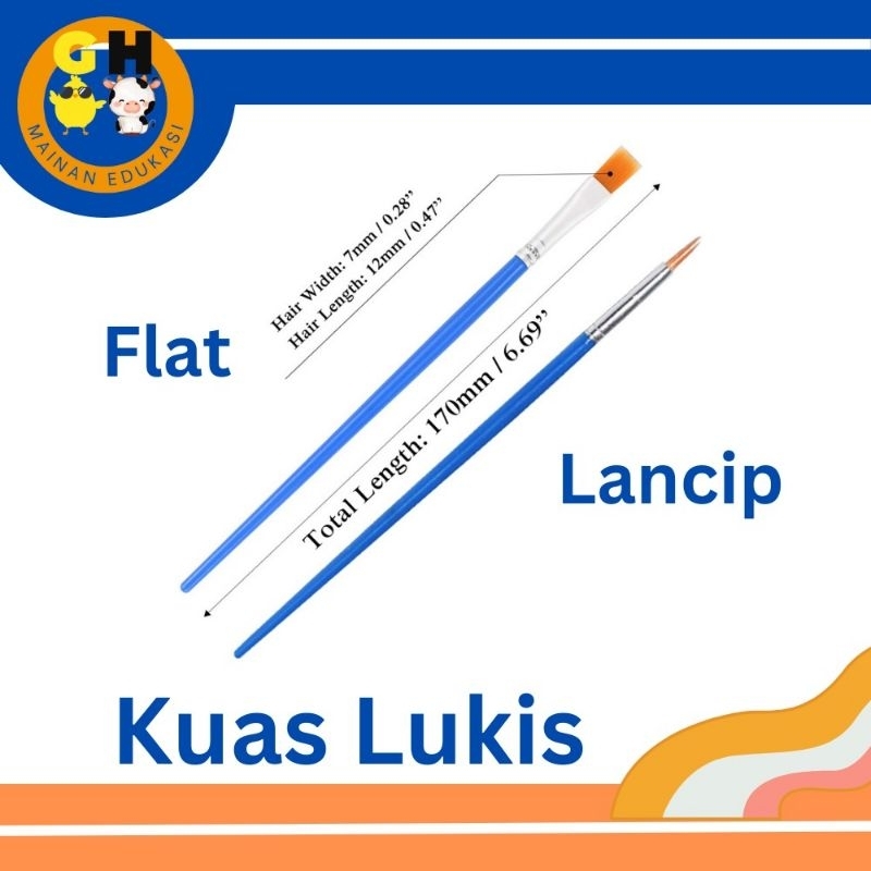 Kuas Lukis Lancip Datar Kuas Melukis Mewarnai Anak Cat Air Minyak