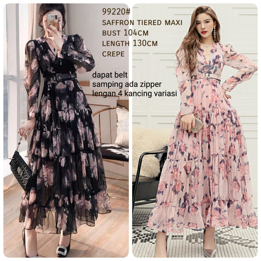 NGJ 3M 99220 SAFFRON TIERED MAXI DRESS THREE M TM