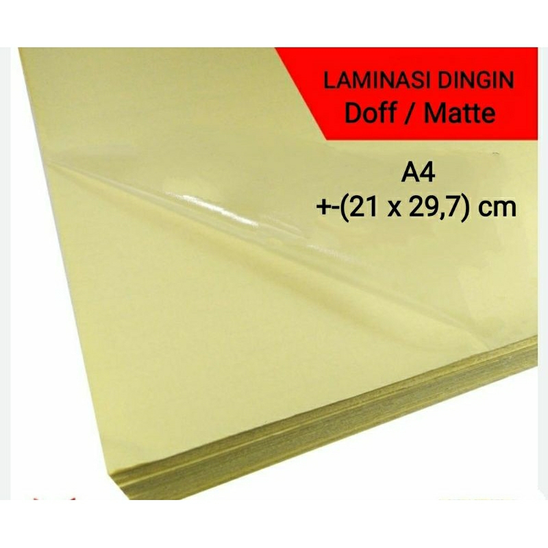 

Laminasi Dingin Doff 100 GSM A4 isi 10 Lembar / Sticker Laminating Cold Matte 100 gram