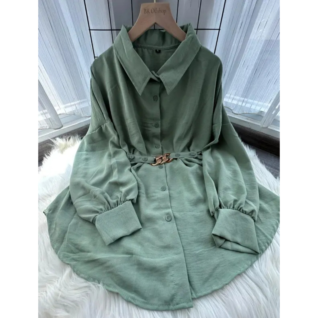 Melsa Kemeja Wanita Polos Over Size S M L XL XXL XXXL 5L Atasan Kerja Wanita Big Size