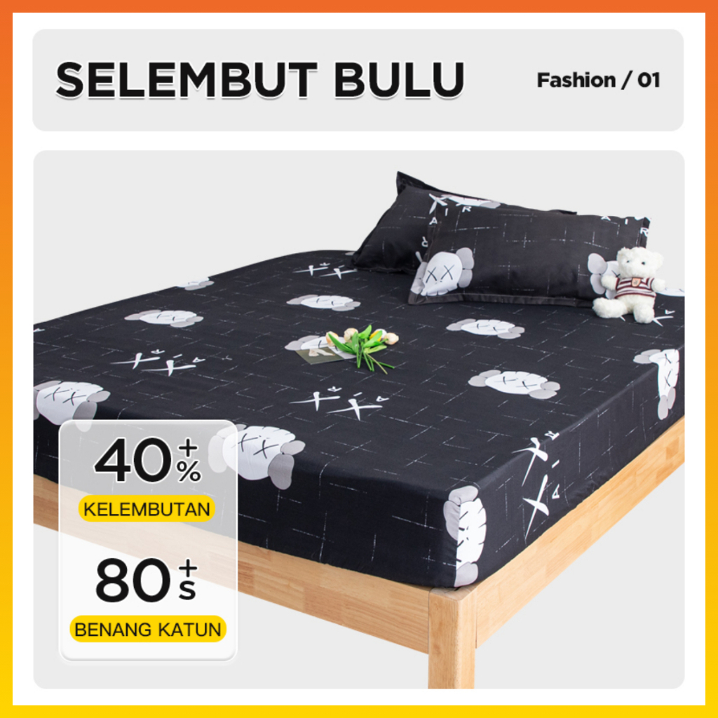 Sprei Set Aesthetic Motif Karakter Seprai Kotak Ala Korea Sprei Kekinian Size 180x200cm Include Sarung Bantal