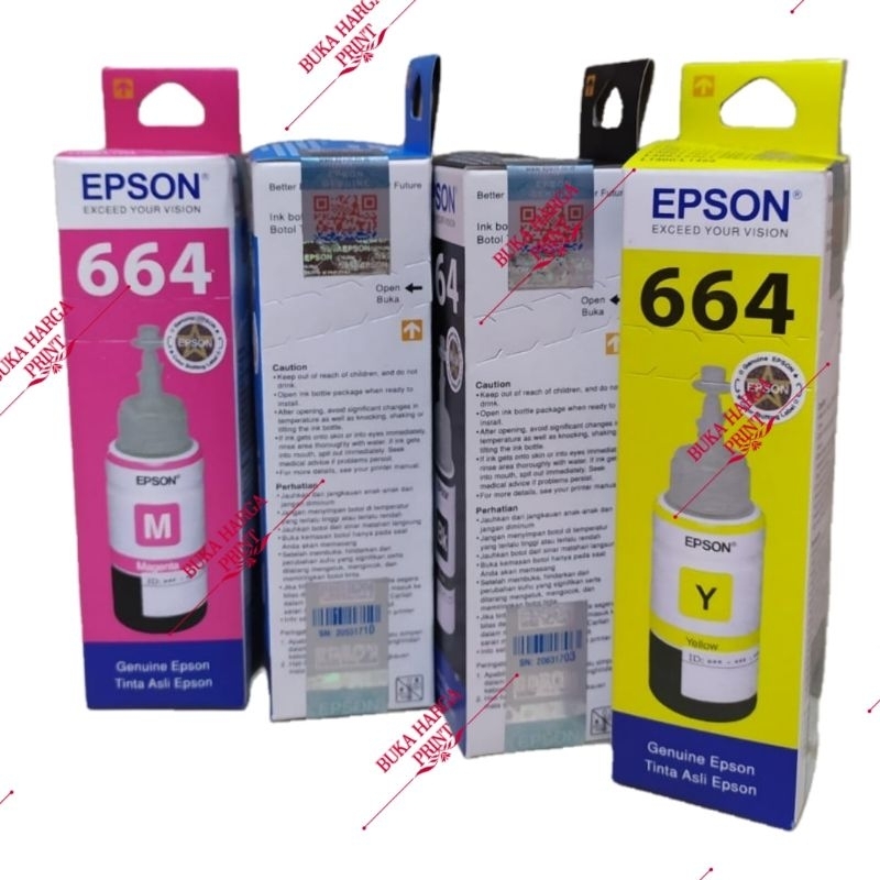 Tinta Printer 664 Original L100/L110/L120/L200/L210/L220/L300/L310/L350/L355/L360/L365/L380/L385/L405/L455/L480/L485/L550/L555/L565/L655/L1300/1455 isi 70ml