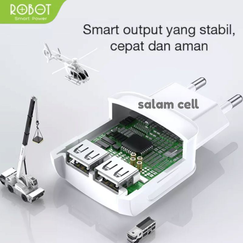 Charger ROBOT RT-K6 2,4A Dual Output Original Garansi