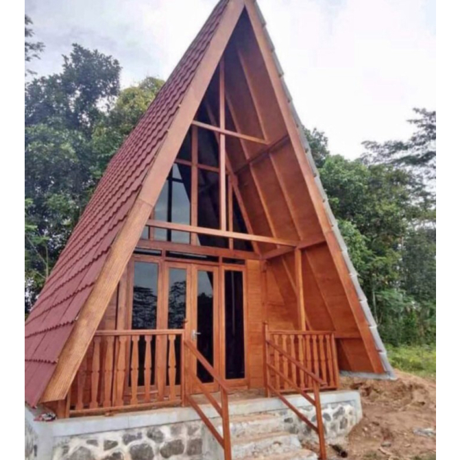 

Rumah Lumbung Jati/Rumah Kayu Segitiga/Rumah Homestay Kayu Jati 4X6 M