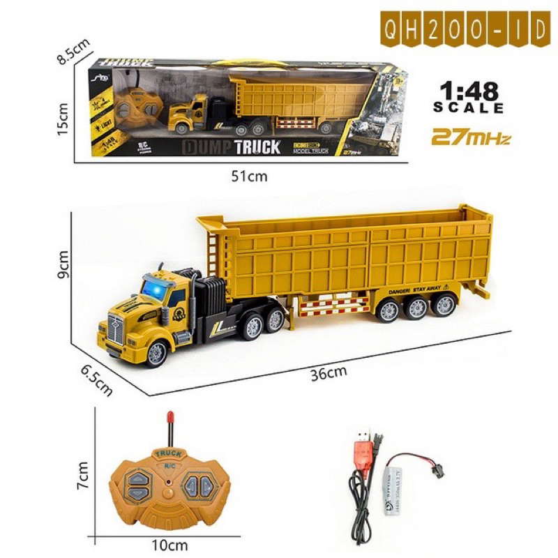 premium remote control dump truck mobil kontainer container besar skala 1:48 truk panjang muatan rc 