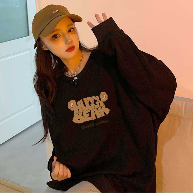 Cartoon Letter Cartoon Sweter Wanita Korean Style Sweater Couple Oversize/atasan kaos wanita lengan panjang