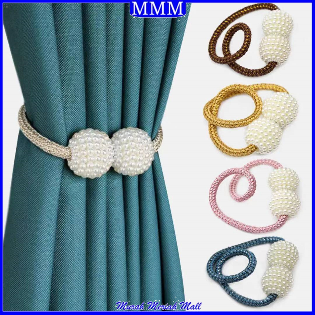 MMM Tali Pengikat Gorden Magnet Mutiara 1Pcs Pengait Hordeng Magentic Curtain Ball Dekorasi Jendela Rumah