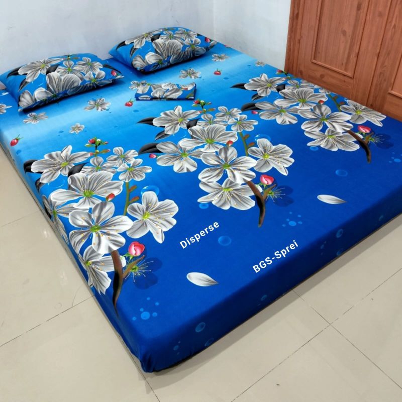 Sprei home made motif blue flowers