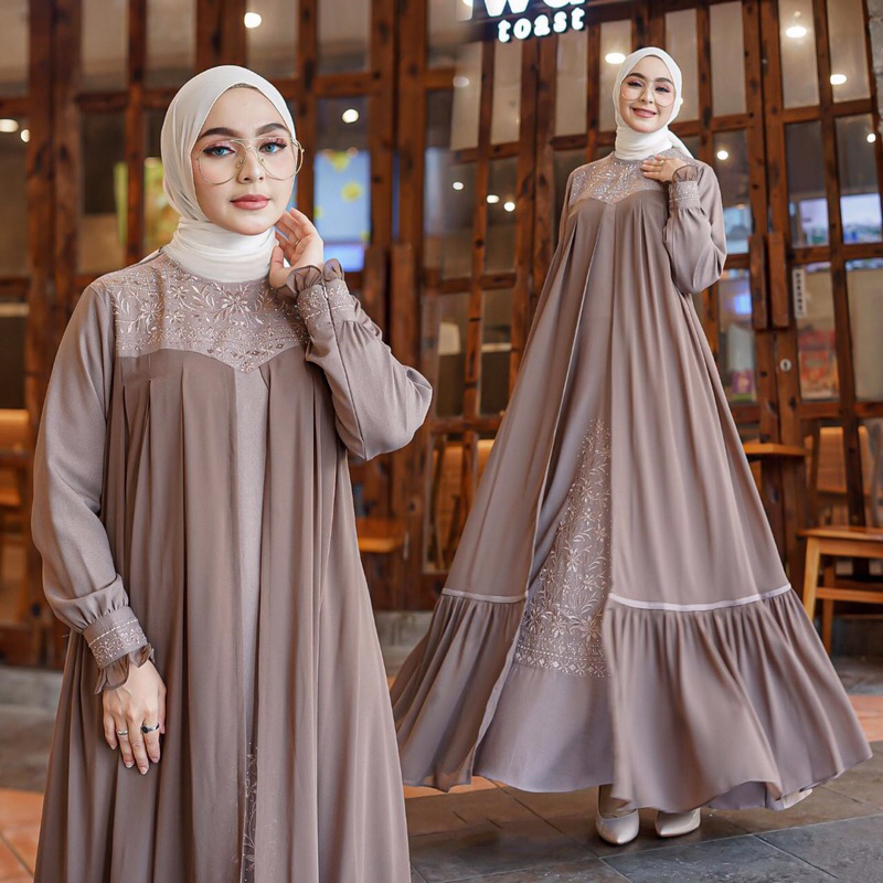 FLOWY DRES BORDIR MEWAH , GAMIS FADINDA BESER TANAH ABANG