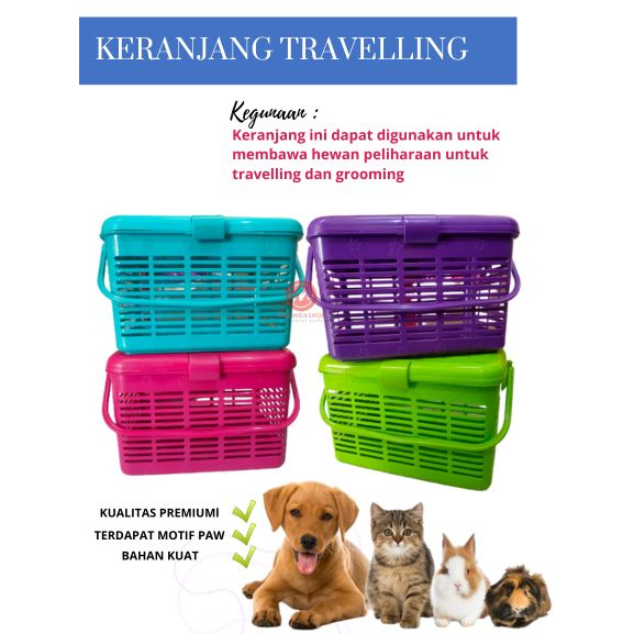 Keranjang Travelling Hewan Peliharaan merk RIO/PAW ukuran L