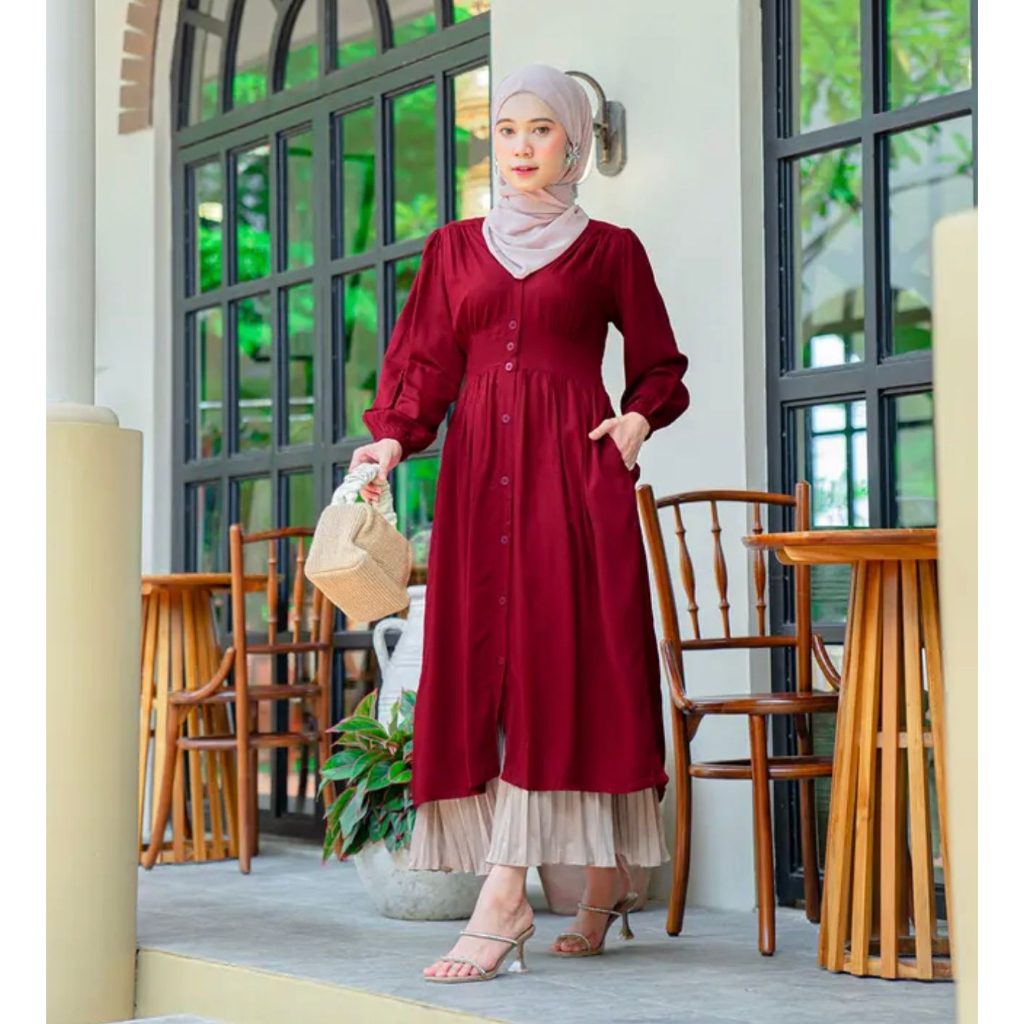 JORINA DRESS MIDI GAMIS DRES WANITA MUSLIMAH AIRFLOW CRINCKLE CRINCLE TERMURAH BTCSOLO