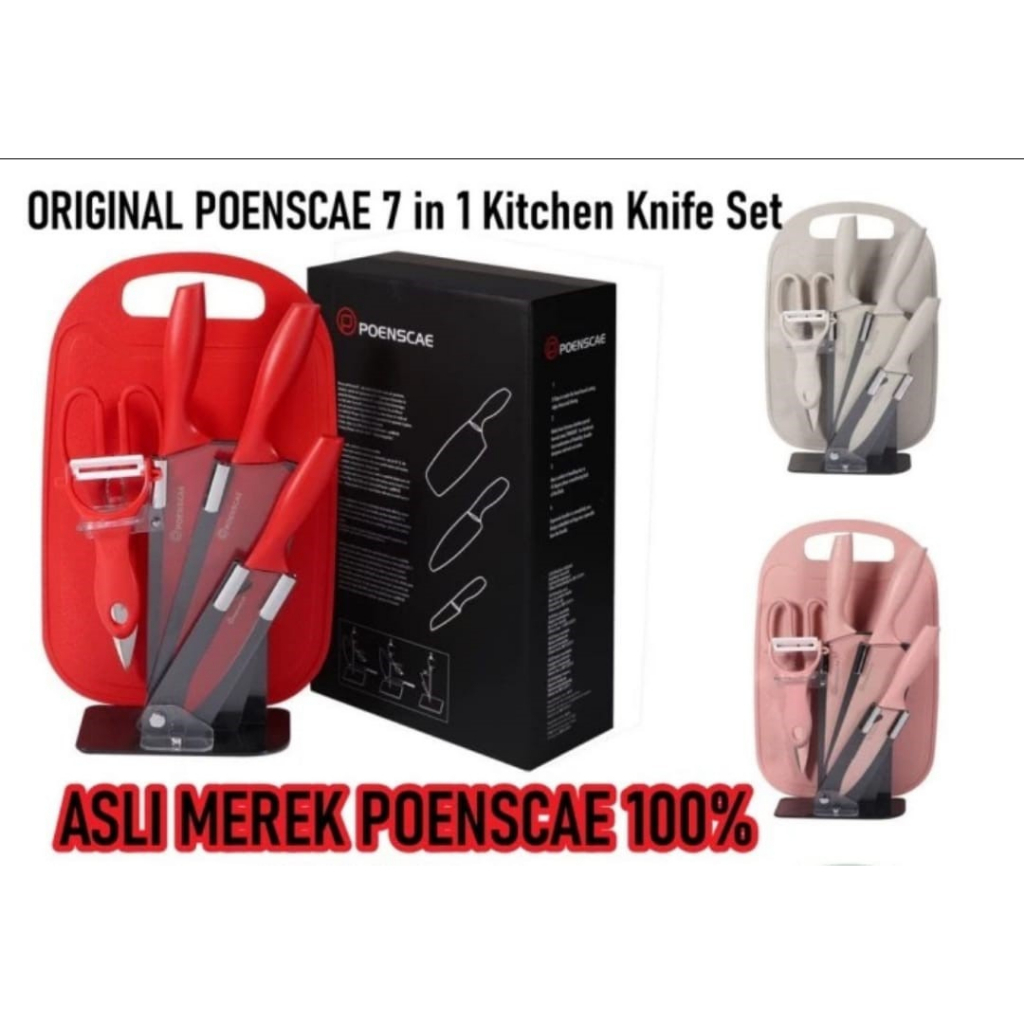 POENSCAE 7 IN 1 KITCHEN KNIFE SET / SET PISAU DAPUR ORIGINAL