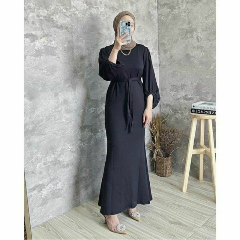 DEBORA GAMIS MERMAID TALI MAXI DRESS PANJANG ATASAN WANITA CRINCLE AIRFLOW PREMIUM (KJI)