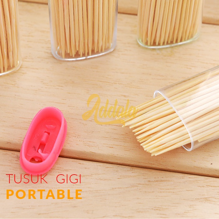 Tusuk Gigi Tempat Model Korek isi 50pcs / Tusuk Gigi Bambu Portable Model Saku / Tusuk Gigi Wadah Mini / tusuk gigi tempat bambu kecil