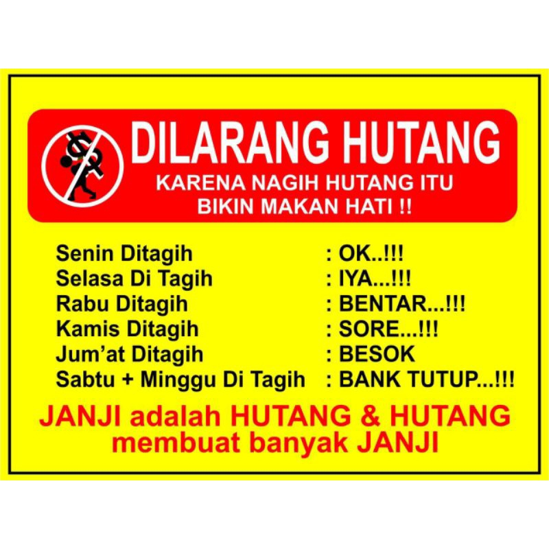

Cetak Stiker Dilarang Hutang Crhomo Stiker Label Anti Luntur